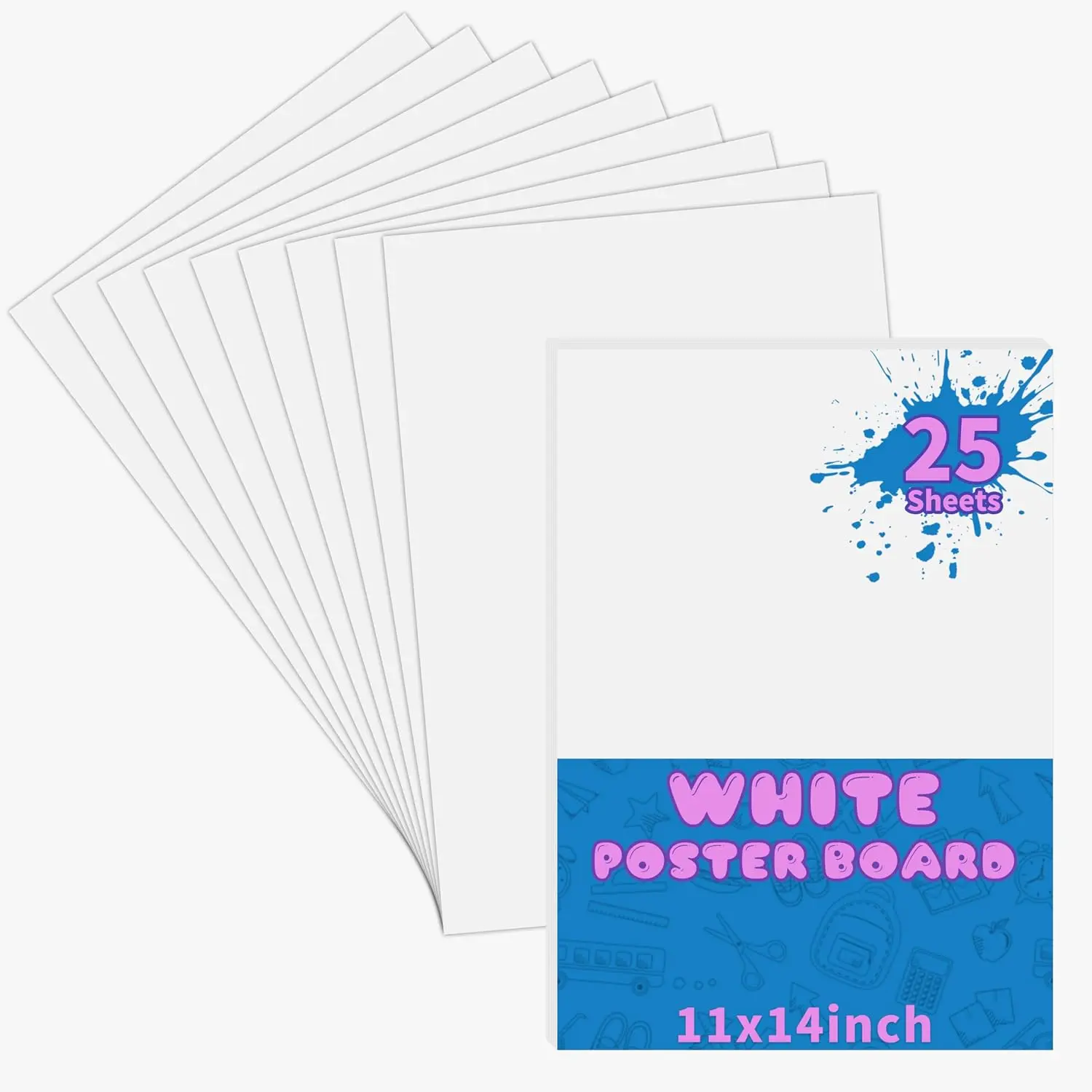 ™ 11" x 14" White Poster Board, 25 Sheets Superb Multipurpose Bulk Poster Board for School, Office, and Craft Projects, 256-84-001