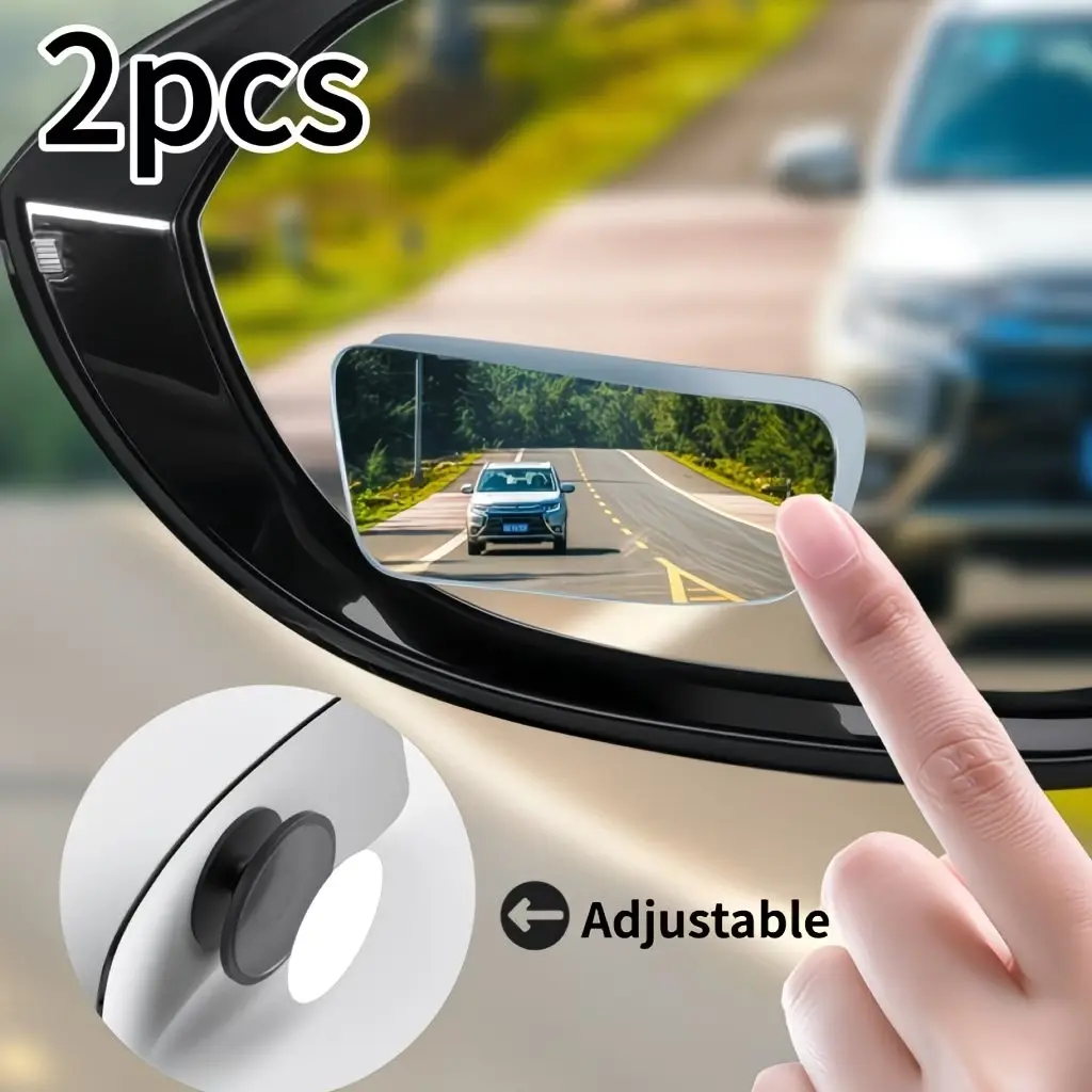 2-Pack Rectangular Blind Spot Mirrors, Universal Flat Design, Wide Adjustable View, Clear View, Wide Visibility, Minimal Obstruction, Fits Multiple Car Models, Front or Left Side Installation, Car Accessories
