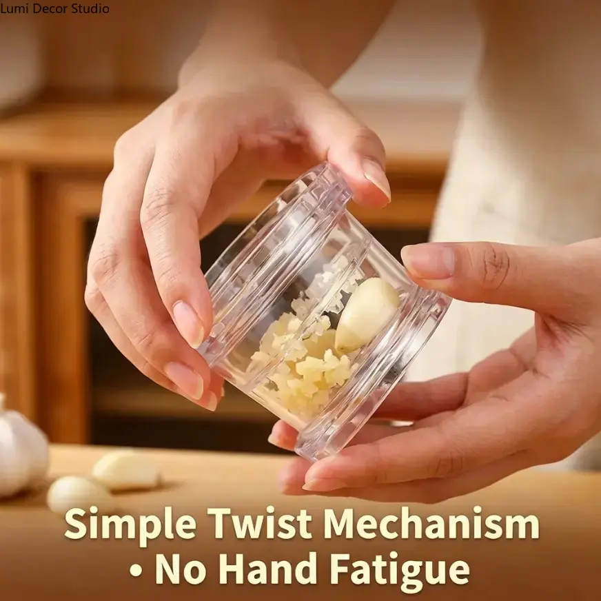 Hand Press Garlic Twister, Sturdy Plastic Kitchen Utensil, Multi-Purpose Manual Chopper and Mincer for Ginger, Herbs, Nuts, Utensils, Onion, Chopping, 1 Pc, Household Cooking, Compact, Multi-Use, Durable, Lightweight, Whole Clove Crush, Twist To Mince, Fa