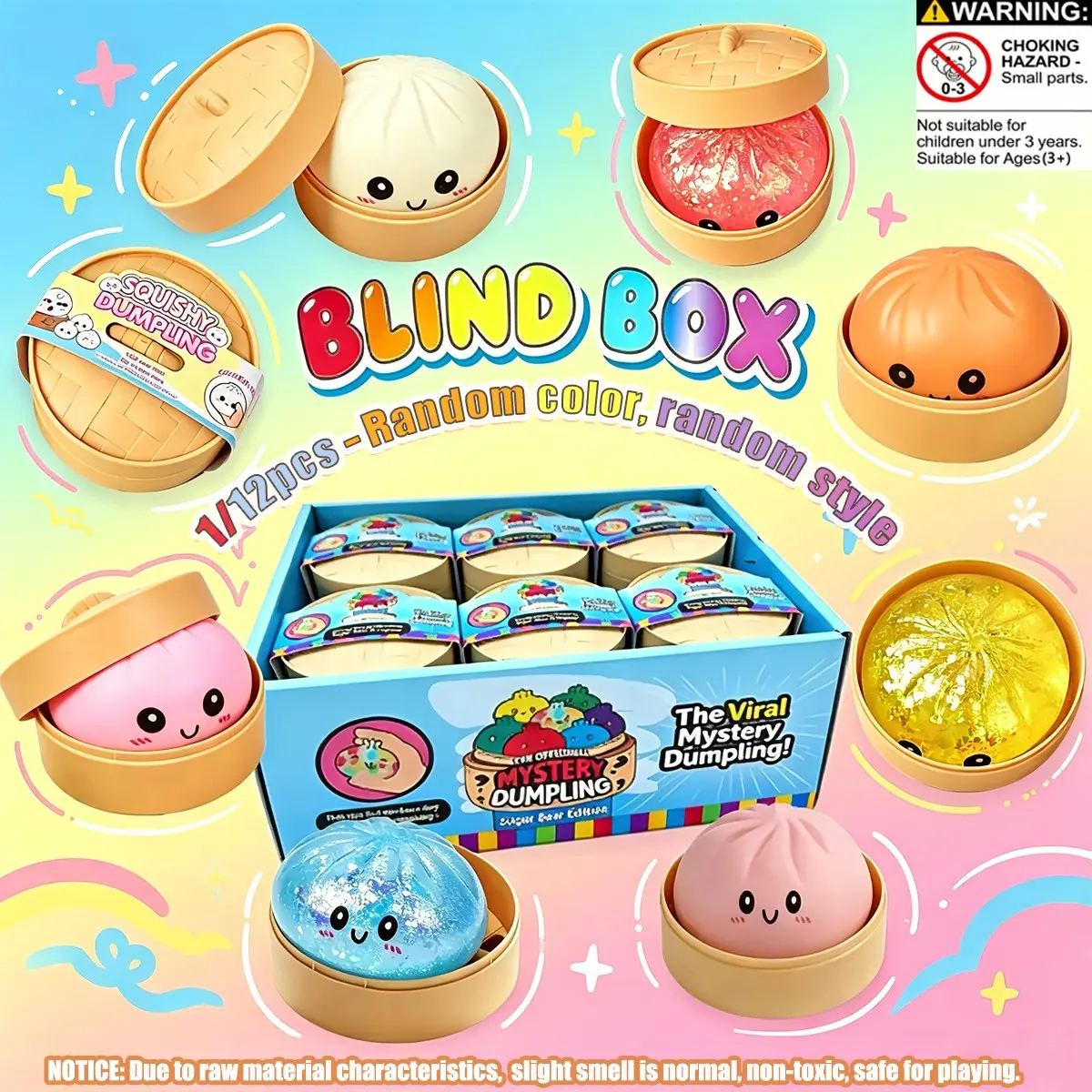 1/12pcs/set - Shining Stress Relieving Bun Box Set, Soft Squeeze Toys for Relieving Stress, Mysterious Shining Dumplings, Stress Relieving Dough, Creative Release Slow Rebound Pinching, Party Gifts