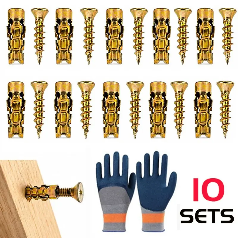 6x14mm Short Expansion Screw Set Versatile for Cabinet HingeRepair and Stripped Thread Restoration, Secure CabinetDoor Fastening, Suitable for Tile Stone Wood and More(10pcs)
