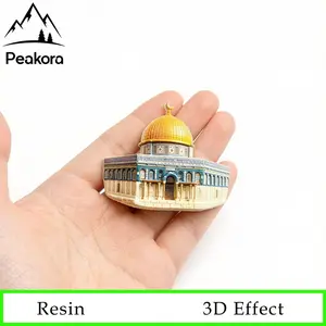 1PC Jerusalem Dome Mosque 3D Resin Fridge Magnet, Creative Muslim Home Decor Souvenir, Ramadan Eid Al-Adha Islamic New Year Gift, Refrigerator Decorating Magnet, Refrigerator Magnets