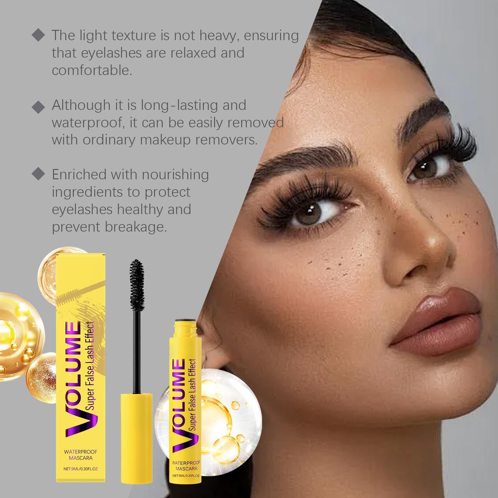 Cosmetiques VolumeCare+ Mascara – Long-Lasting Curl & Super Volume – Waterproof & Nourishing with Beeswax – Gentle for Sensitive Eyes, Easy to Remove