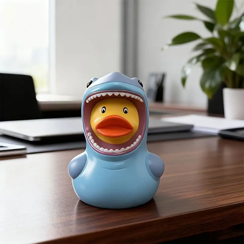 Creative Resin Shark Duck Sculpture, Cute Collectible Figurines, Perfect for Home Desk & Outdoor Garden, Halloween Christmas Decor, Elegant Gift Idea