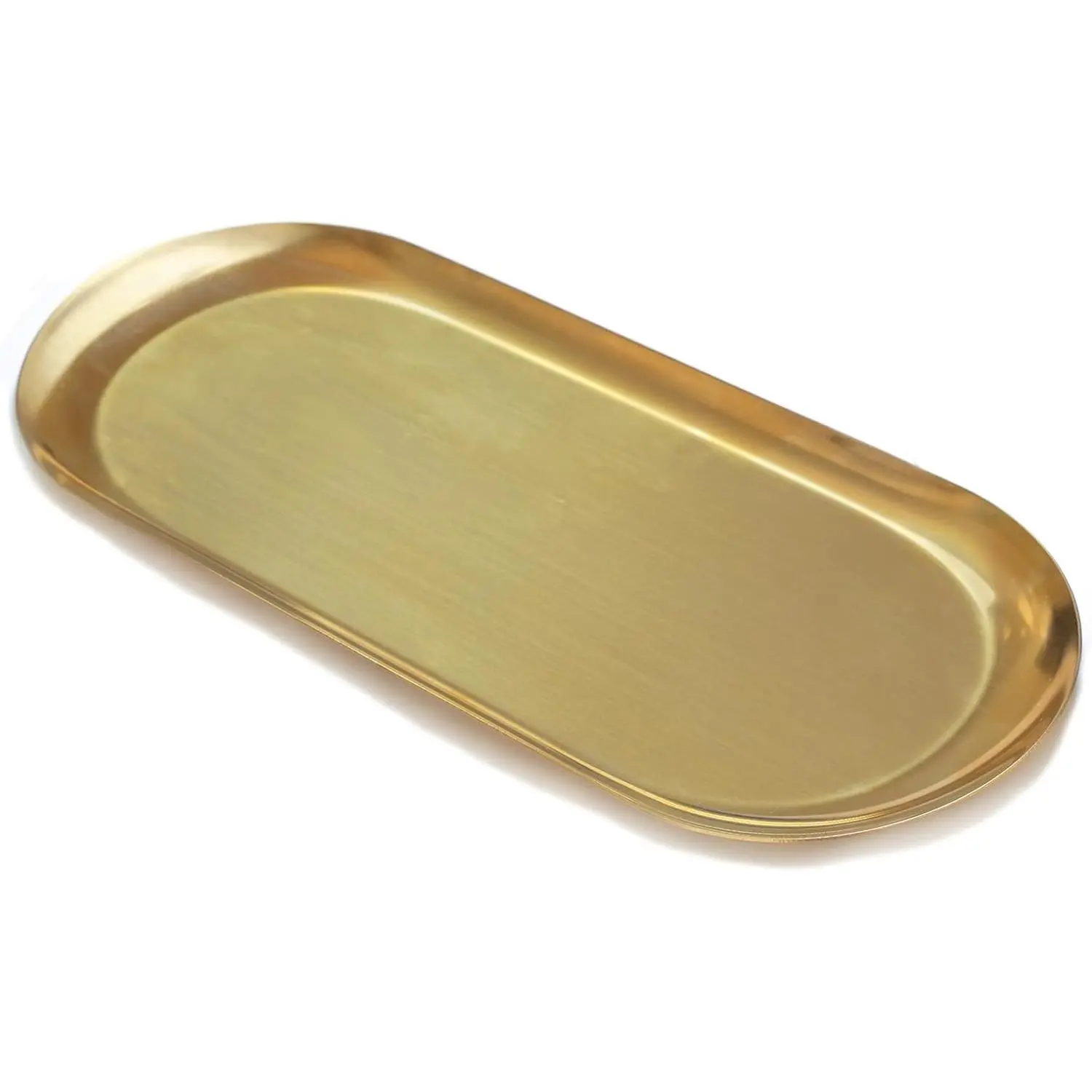 12inch Large Decorative Tray, Thicken Stainless Steel Bathroom  Tray for Dresser Counter, Oval  Perfume  Trays Organizer ()