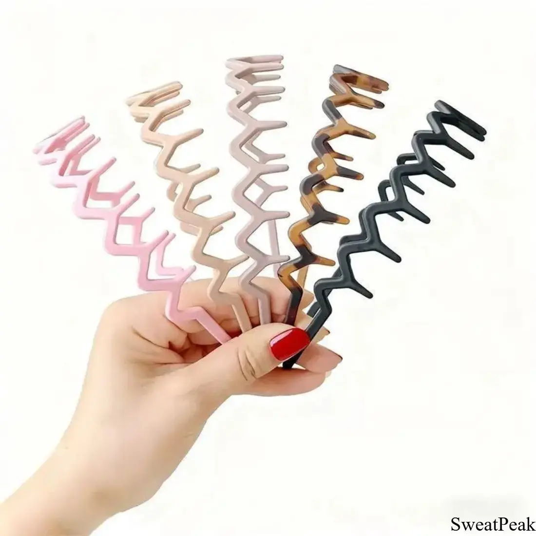 5 Pack Headbands for Women, Retro Y2K Zigzag Wave Skinny Hair Bands, Non-Slip Stretchy Plastic Hair Hoops with Flexible Fit, Cute Hair Accessories for Face Washing, Makeup, Skincare, Workout & Daily Wear