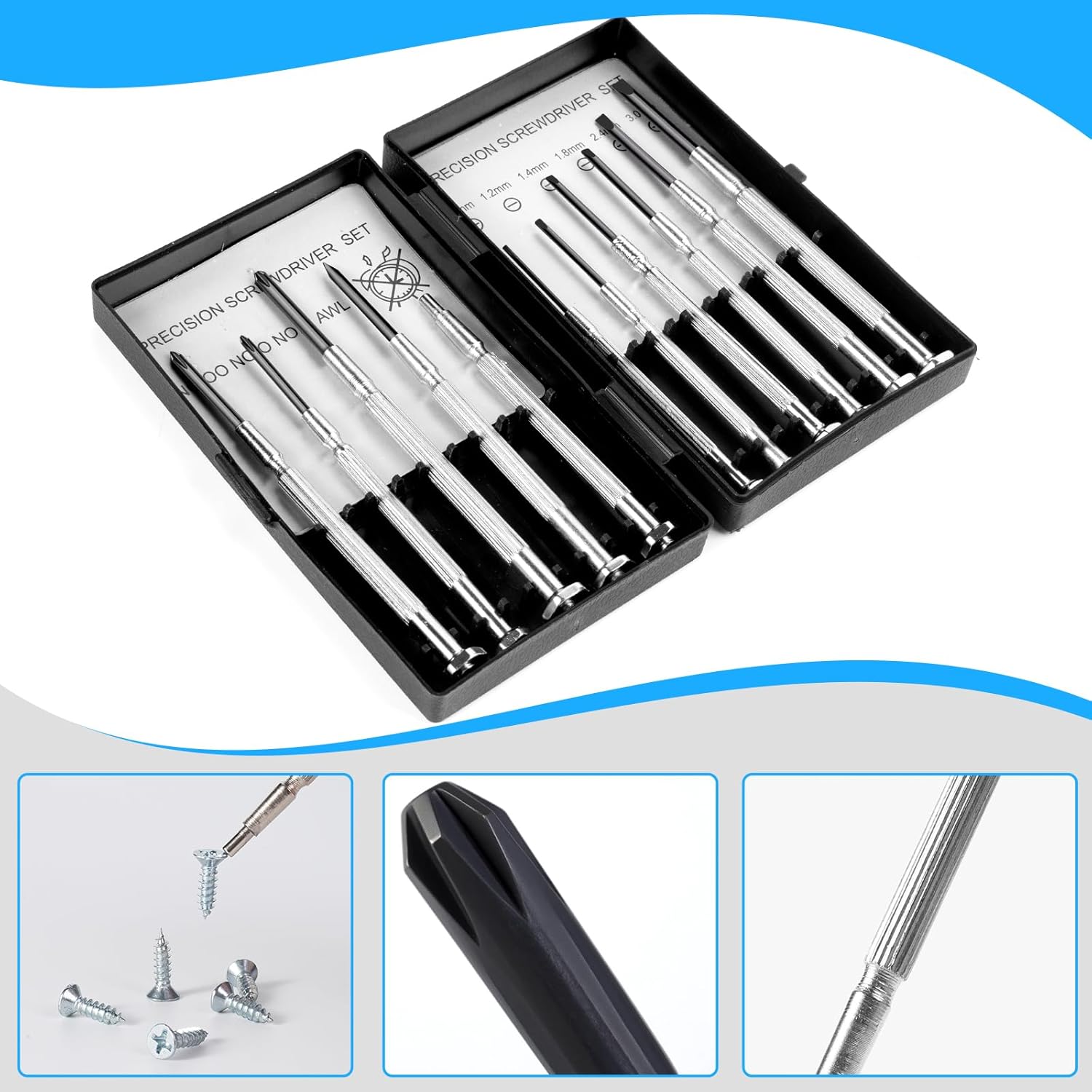 11 count Small Precision  Set,   Set, Mini Screw Driver Kit with Slotted and Phillips Heads, Ideal for Watch, Eyeglasses, Toys, Electronics, Computer Repair