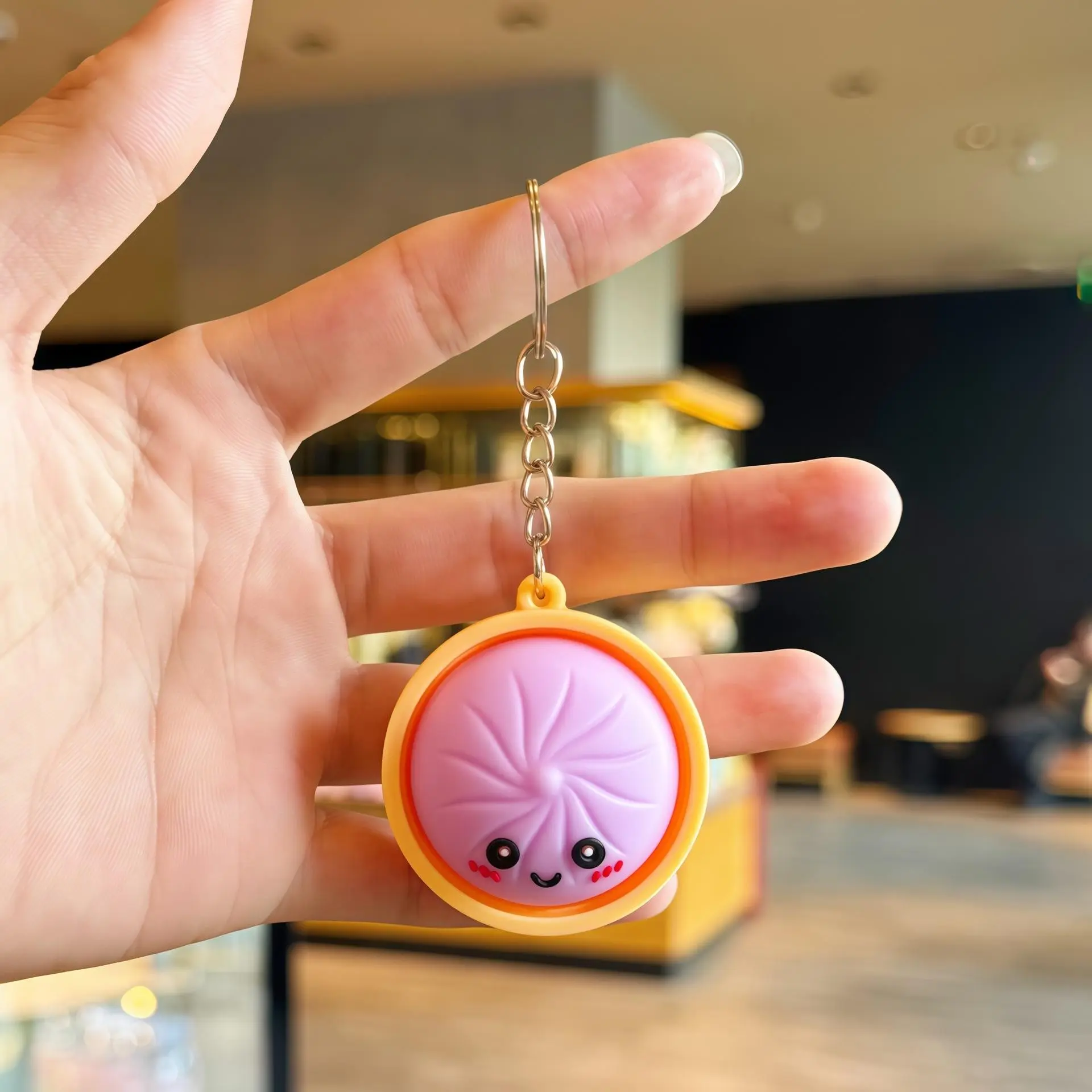 1/3/6/8pcs Cute Pressable Keychain Stress Relief Toys, PVC Food Shape Pendant, Durable Compression Toy, Ideal for Daily Use, Parties, Holidays, School Gifts