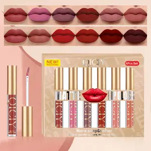 6 Colors Multi-Use Matte & Shimmer Lip Gloss & Lipstick Set, Velvet Smooth Texture, Moisturizing Non-Drying, Kiss-Proof Anti-Transfer Long Lasting Lip Tint Beauty Gift Kit