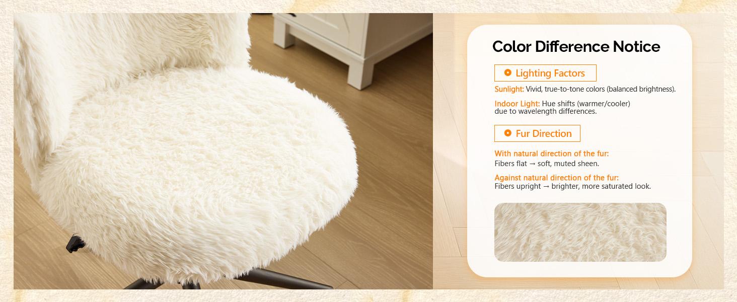 VINGLI Plush Upholstery Vanity Desk Chair with Curved Back & 90-102° Tilt &Adjustable Height, Cute Rolling Chair with Bronze Base & Golden-Bronze 360° Swivel Wheels for Makeup &Home Office,White Cream