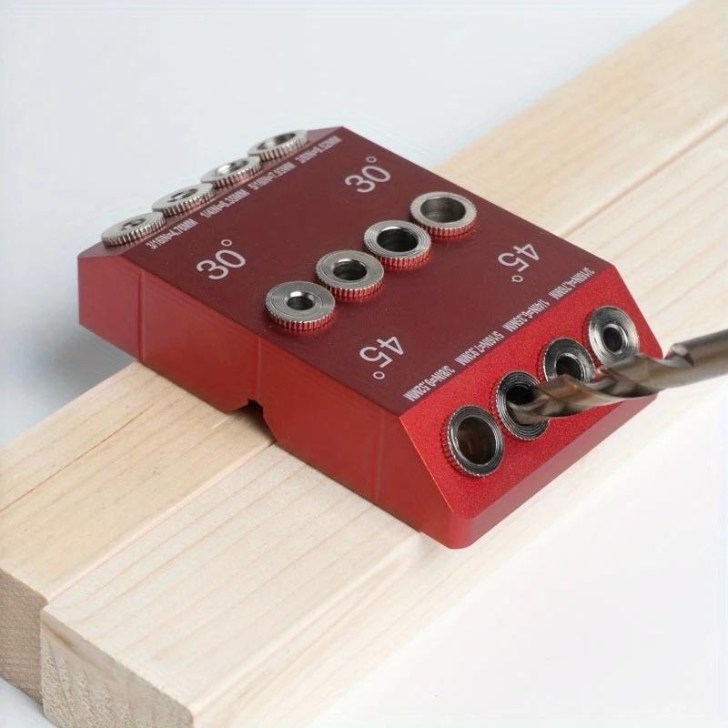 Free shipping  Metal drill bit guide mold, red aluminum angular drill bit kit, used for wooden columns, bolts, railings, decks, stair railings, durable all metal structure