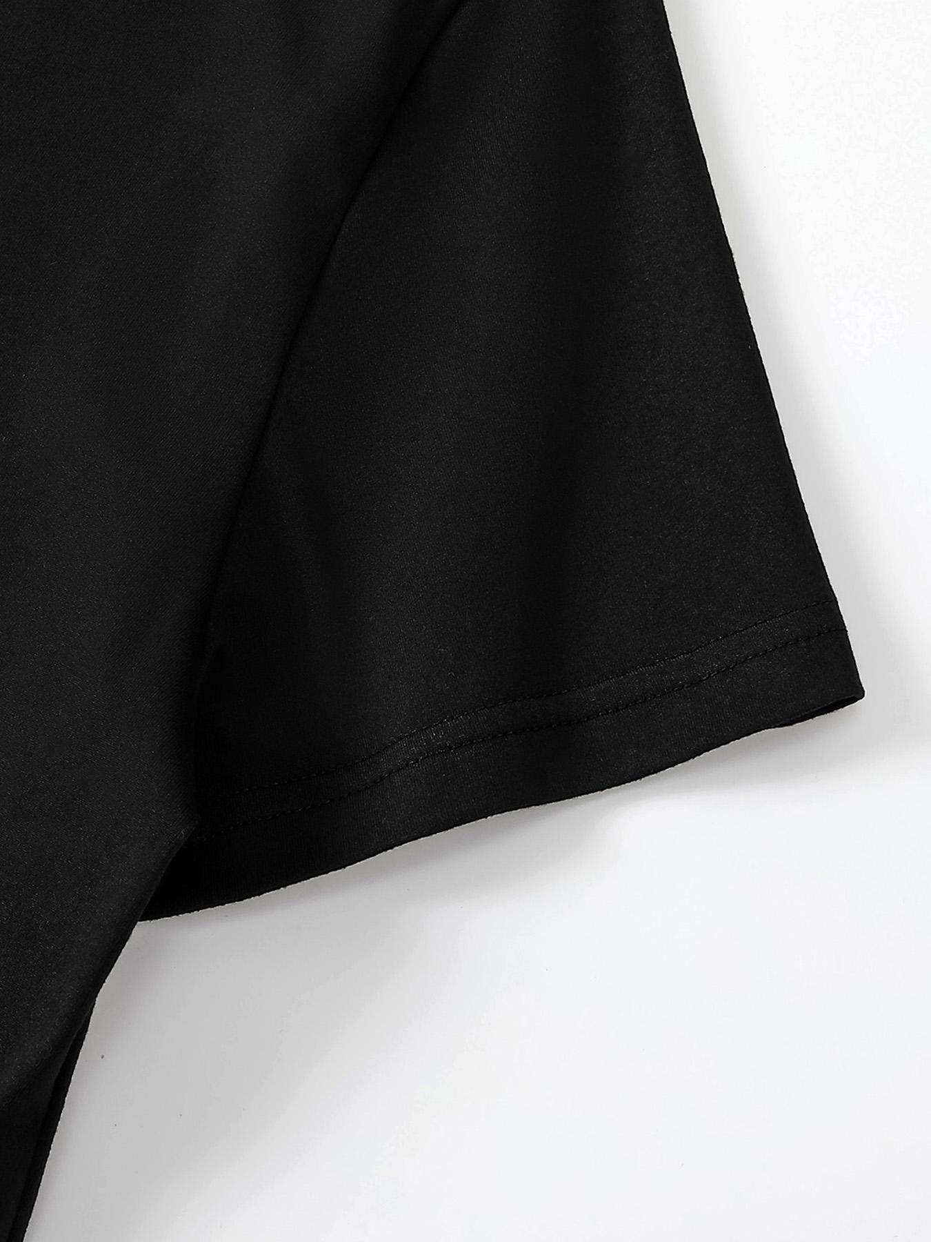 Unisex's Colorful Letter Print Round Neck Graphic Tee, Regular Fit Casual Everyday Wear Short Sleeve T-shirt for Summer, Men's Top for Daily Wear, Tropical