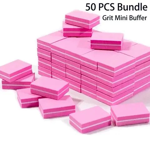 50 PCS Nail Buffers, Grit Mini Buffer Block, Mini Nail Files for Acrylic & Natural Nails, Double-Sided Buffing Blocks for Manicure, Salon & Home Use, Buffer Polishing Tools