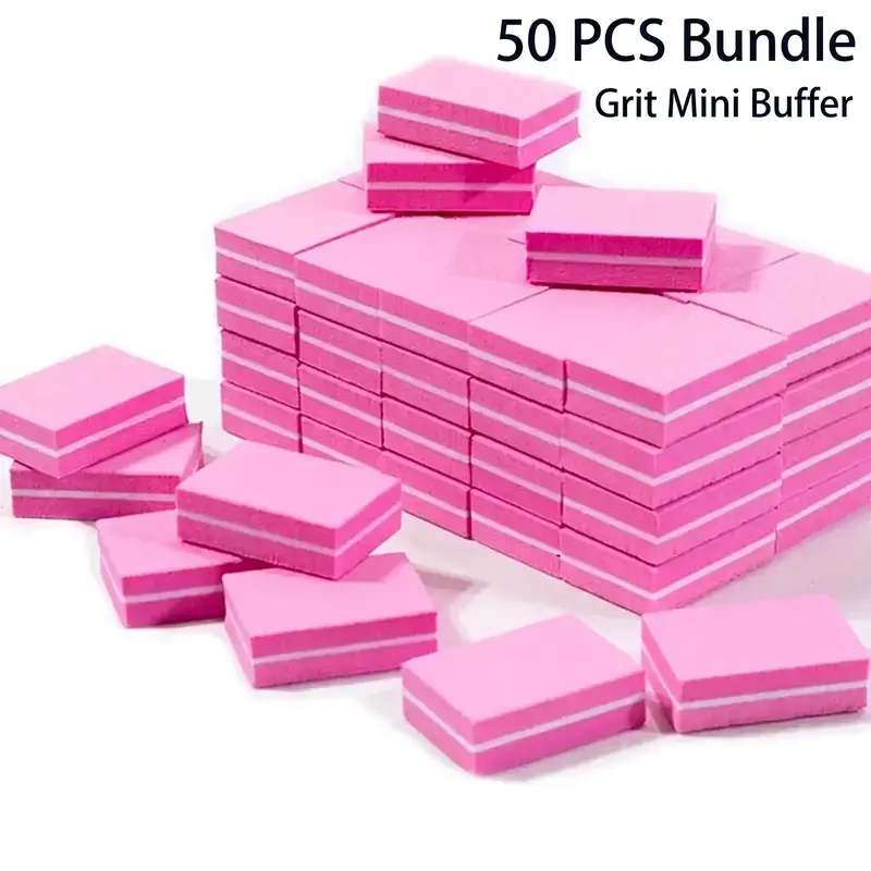 50 PCS Nail Buffers, Grit Mini Buffer Block, Mini Nail Files for Acrylic & Natural Nails, Double-Sided Buffing Blocks for Manicure, Salon & Home Use, Buffer Polishing Tools
