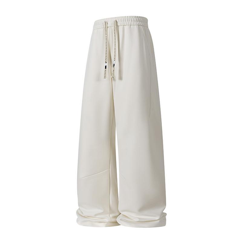 Fall/Winter fleece-lined best-selling men’s straight-leg casual pants; loose, minimalist men’s sweatpants; trendy, versatile men’s wide-leg pants; comfortable sweatpants for everyday commuting; striped patchwork solid-color long pants