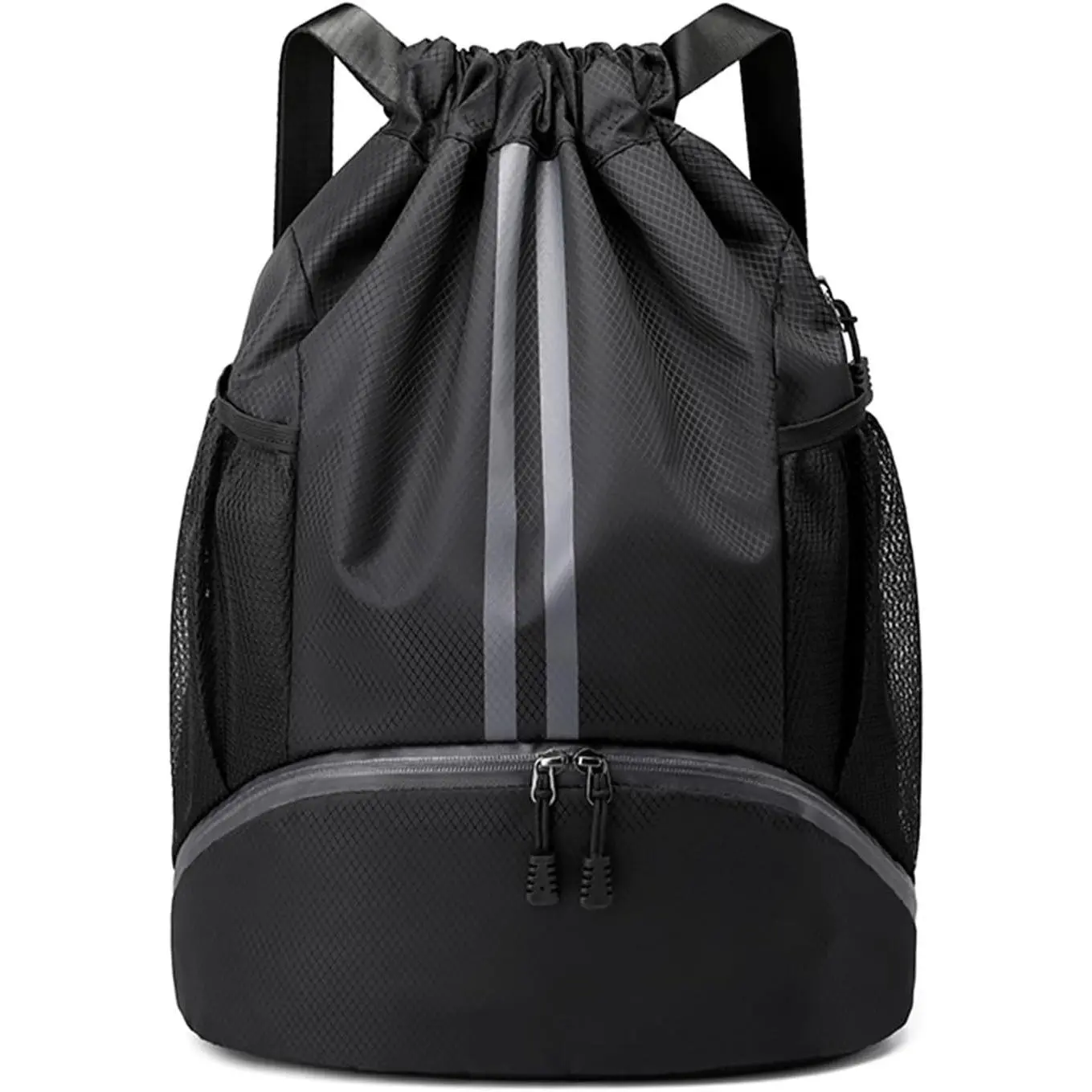 Drawstring Backpack Gym Bag with Shoes Compartment for Soccer, Basketball, Swim, Water-Resistant String Backpack Beach Cinch for Women Men