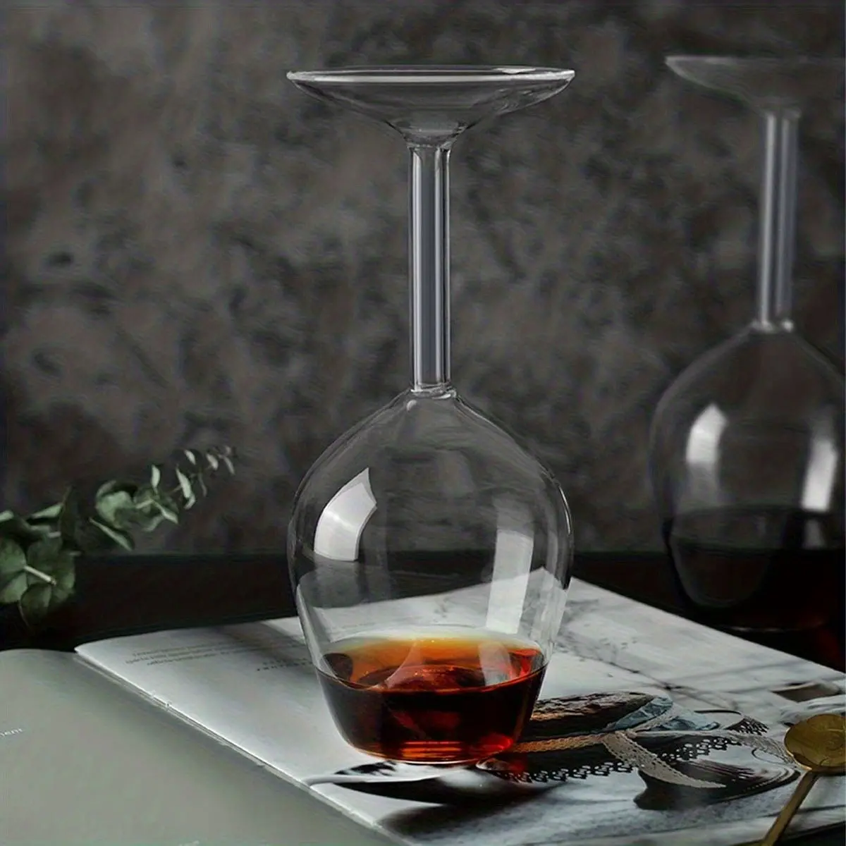 13.53oz Inverted Wine Glass for Christmas and Halloween, Unique Design, Elegant Glass Material, Easy to Clean, Perfect Gift for Wine Lovers