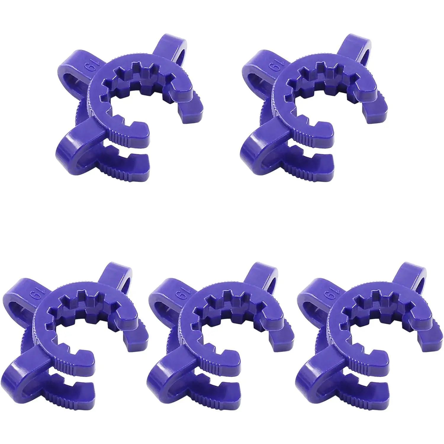 19mm Lab Joint Clips, Blue, 5 count | Lab Keck Clamps, Lab Accessory for Glass, Standard Conical Interface Clip, Ground Glass Joint