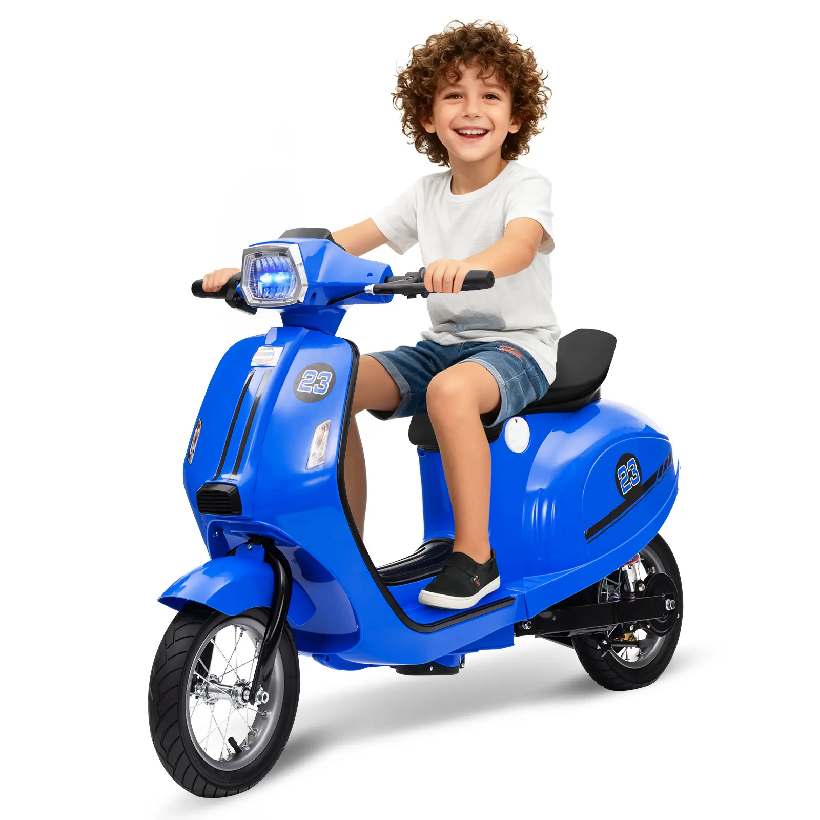 Powerful 24V 350W Electric Motorcycle Moped Scooter for Kids & Teens – 14MPH Ride-On Toy with Comfortable Seat, Rear Brake, Twist Throttle, LED Light, Ages 8-14 – Outdoor Electric Bike