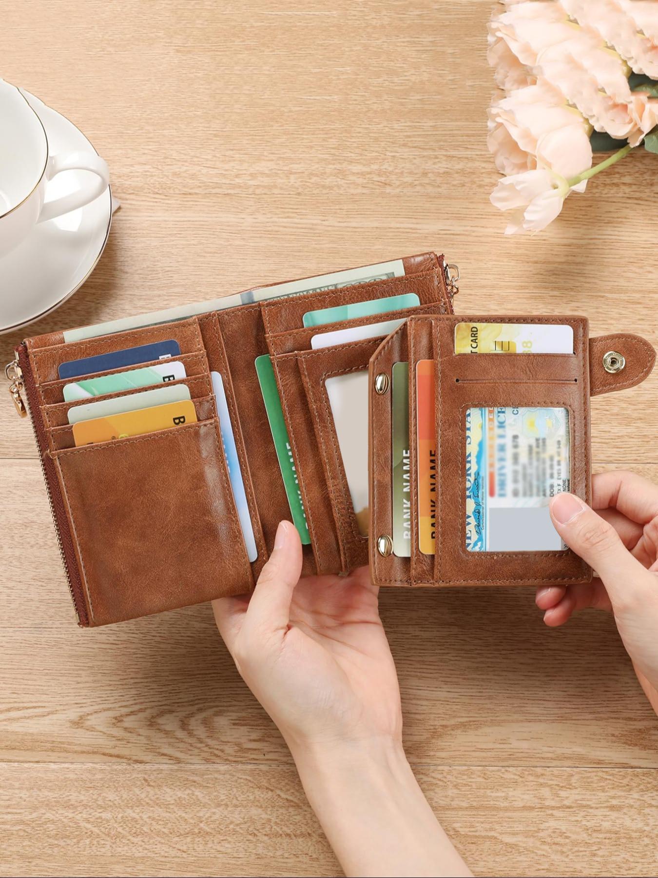 Women's Fashionable Plain Color Card Holder, Credit Card Holder, Casual Versatile Zipper Short Wallet, Trendy All-match Wallet for Daily Use