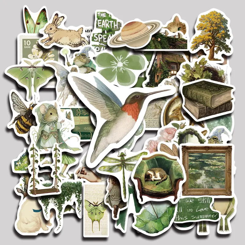 64PCS Enchanted Forest Journey Aesthetic Vinyl Stickers Pack for Laptop Water Bottle Phone Case Skateboard Journal Scrapbook DIY Decoration