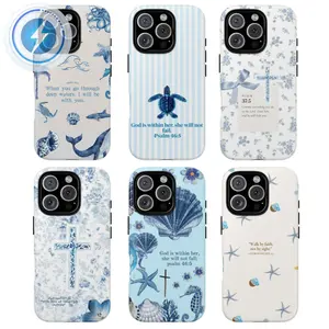 MagSafe Phone Case Christian Bible Verse Phone Case, Inspirational Faith & Ocean Design, gift for him for her, blue tone bible verse,It's compatible with iPhone 17, 16, 15, 14, 13, 12, 11,  for iPhone 16 Pro Max