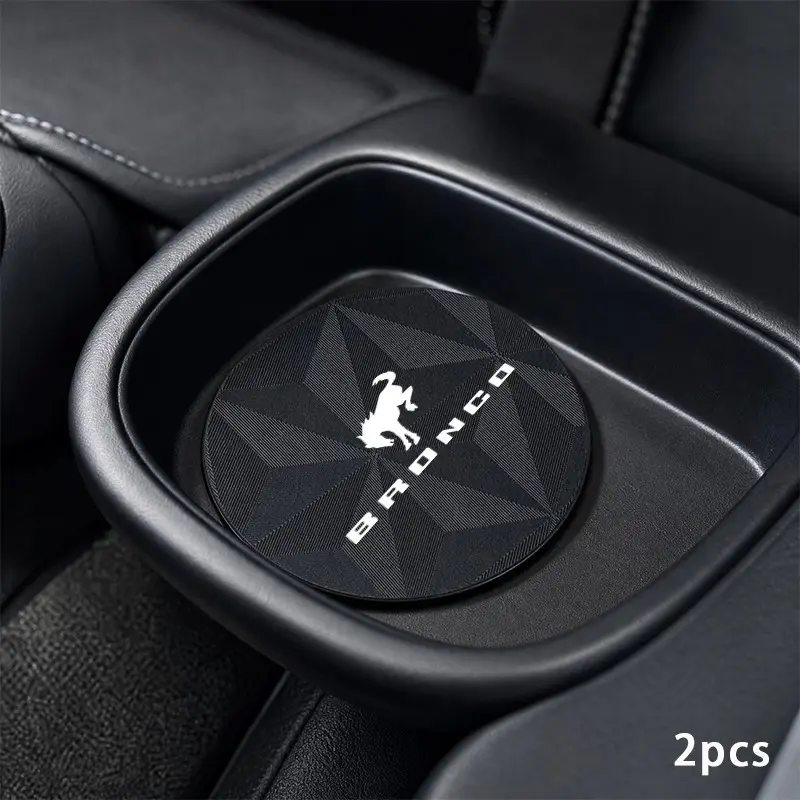 Bronco 2pcs Universal Car Cup Holder, Geometric Diamond Texture, Anti-Slip & Scratch-Resistant, Easy Clean, Interior Decoration Accessory, Car Interior Accessories