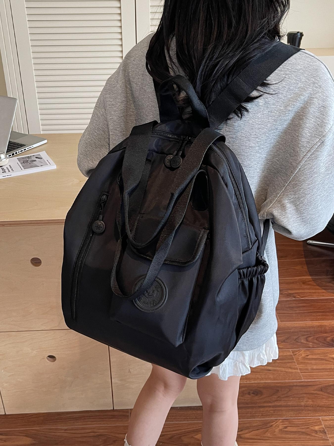 Women's backpack is fashionable, simple, casual, retro, versatile, solid color, multi-functional, suitable for daily travel, school, travel backpack Casual Daypack