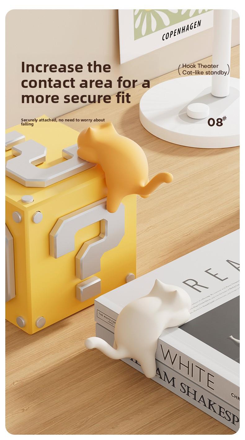 【4 pack】Cat-shaped bag hook, no-trace, no-drill, multifunctional side hanger for elementary school students' desks