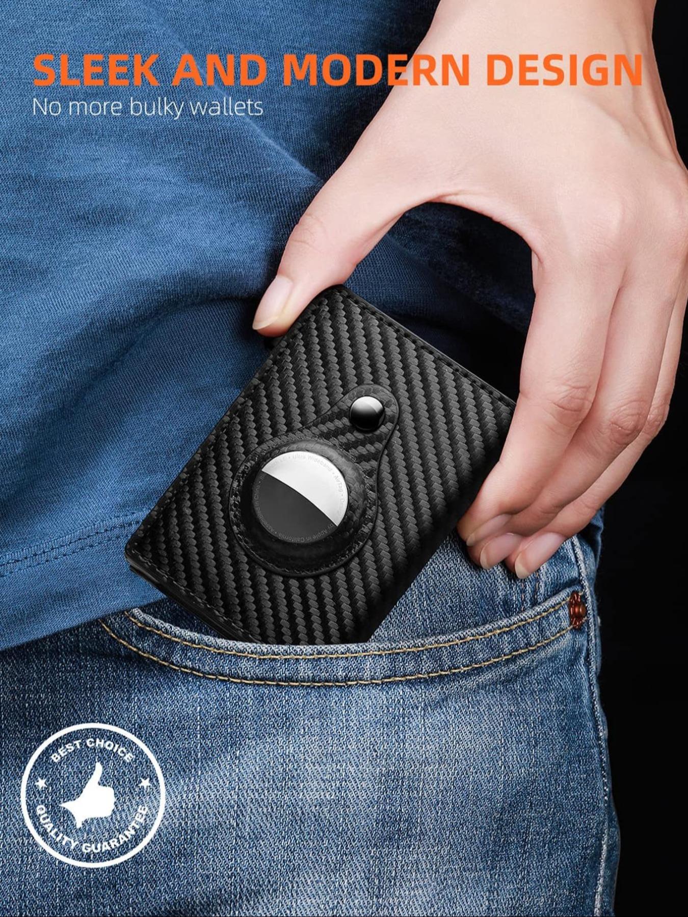 Men's Carbon Fiber Pattern RFID Blocking Card Holder, Slim Smart Wallet with ID Card Slot, Compact Stylish Credit Card Holder