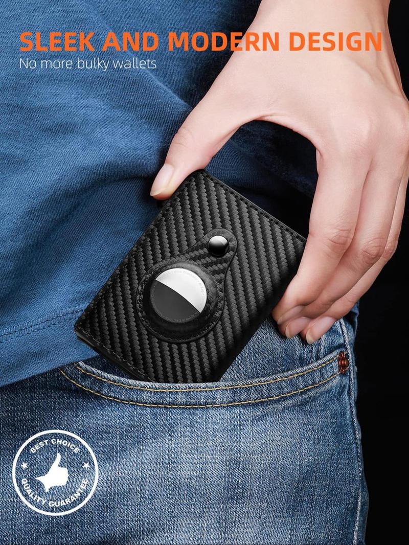 Men's Carbon Fiber Pattern RFID Blocking Card Holder, Slim Smart Wallet with ID Card Slot, Compact Stylish Credit Card Holder
