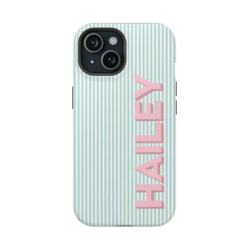 Hot Search Personalized Custom Monogram Stripe Phone Case for iPhone 11 12 13 14 15 16 17 18 Pro Samsung S23 S24 S25 S26 Ultra Custom Name Multiple Soft Pastel Striped Designs Glossy Durable Tough Anti‑slip Anti‑drop Customized Gift For Her Phone Cover