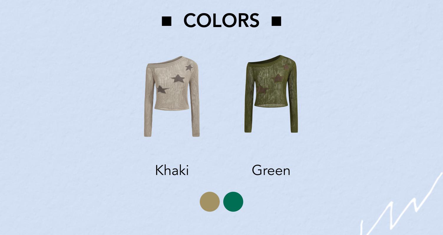 Cider [2 colors, size 2-10] Asymmetrical Neck Star Knitted Long Sleeve Top