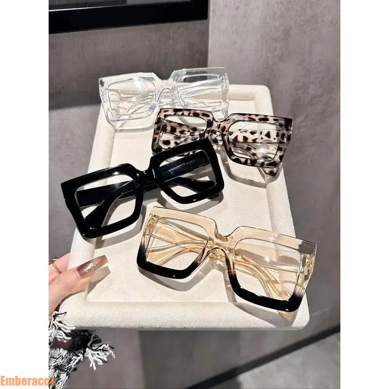 Unisex Preppy Retro Eyeglasses, 4-Pack Leopard Print Fashion Frames, Lightweight Polycarbonate Frames for Casual Outdoor Use