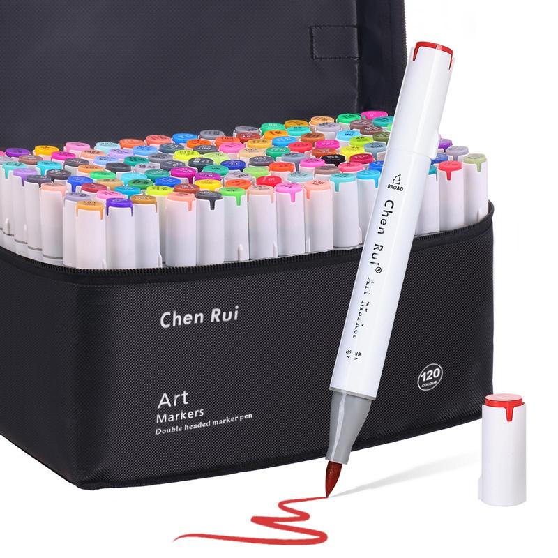 Dual Tip Marker Pen Set, 80/120 Colors Alcohol Based Brush Markers, Drawing Markers, Art Marker Set for Artists Adults Coloring Sketch Illustration Card Making