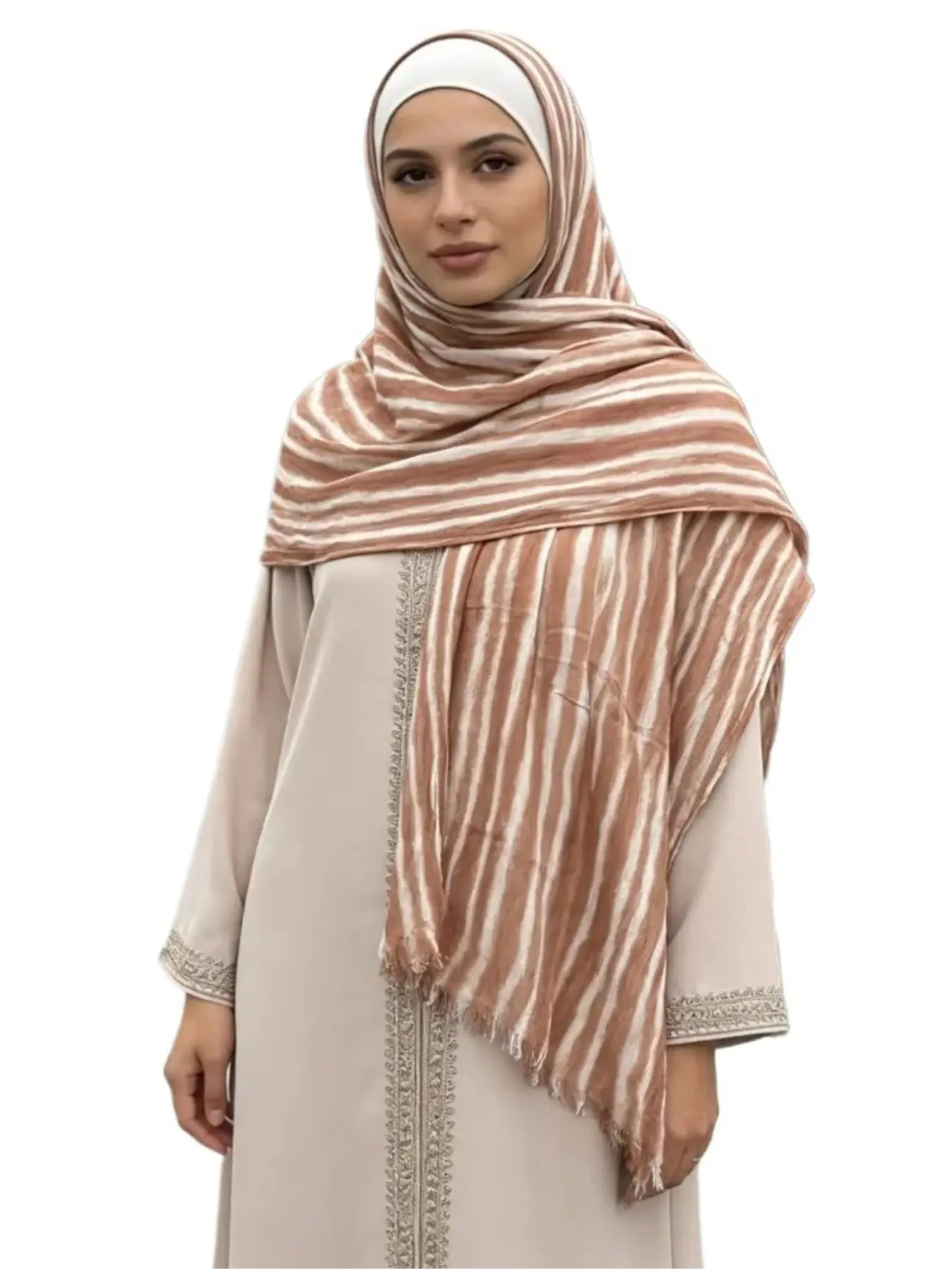 1 piece 2026 new striped scarf natural wrinkle long scarf good-looking headscarf versatile shawl, Modesty Hijab