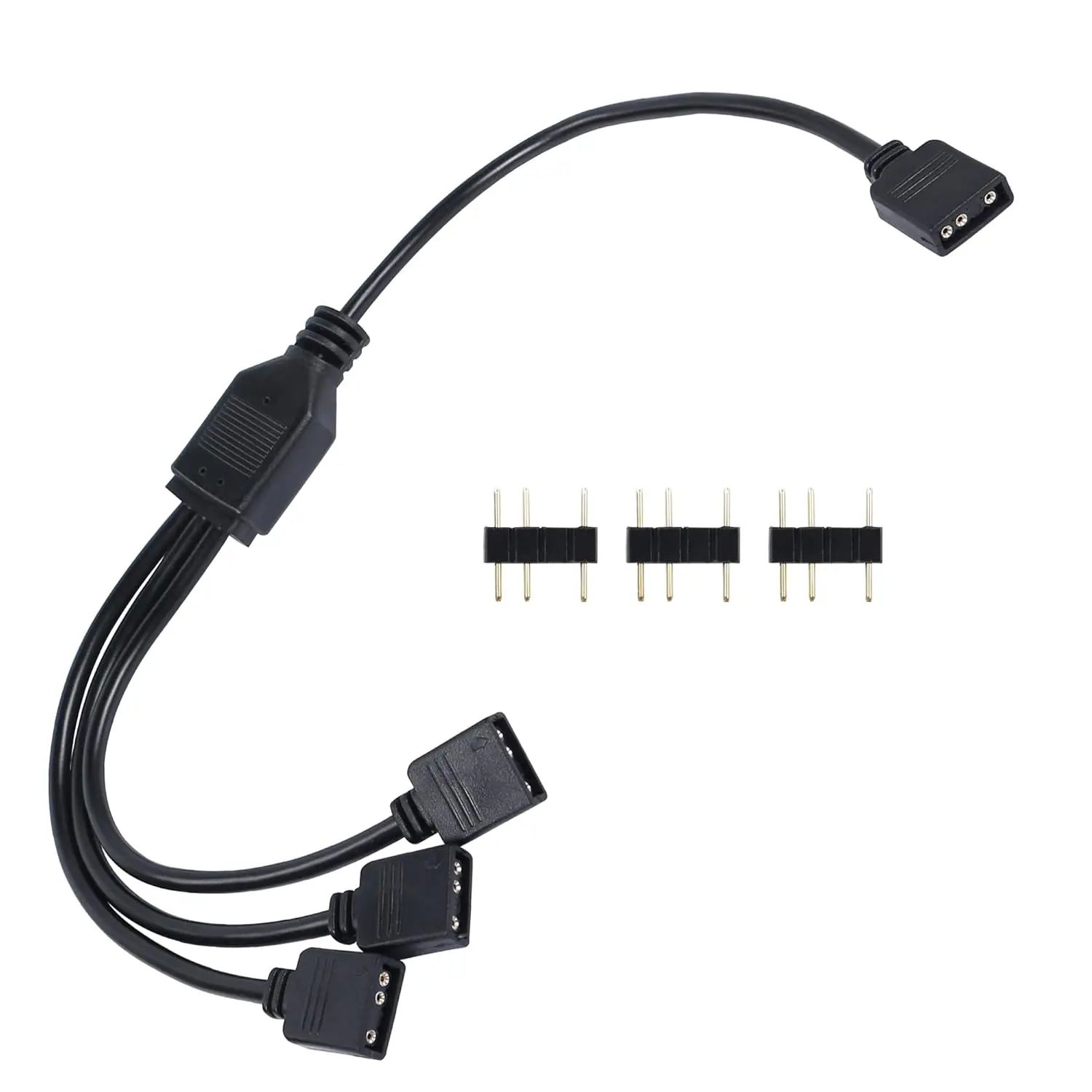 ARGB Splitter Cable 5V 3Pin Addressable RGB 1 to 3 Splitter Cable with Male Pins for Computer Chassis, CPU Cooler and 5V ARGB Fan, 11.8 Inch