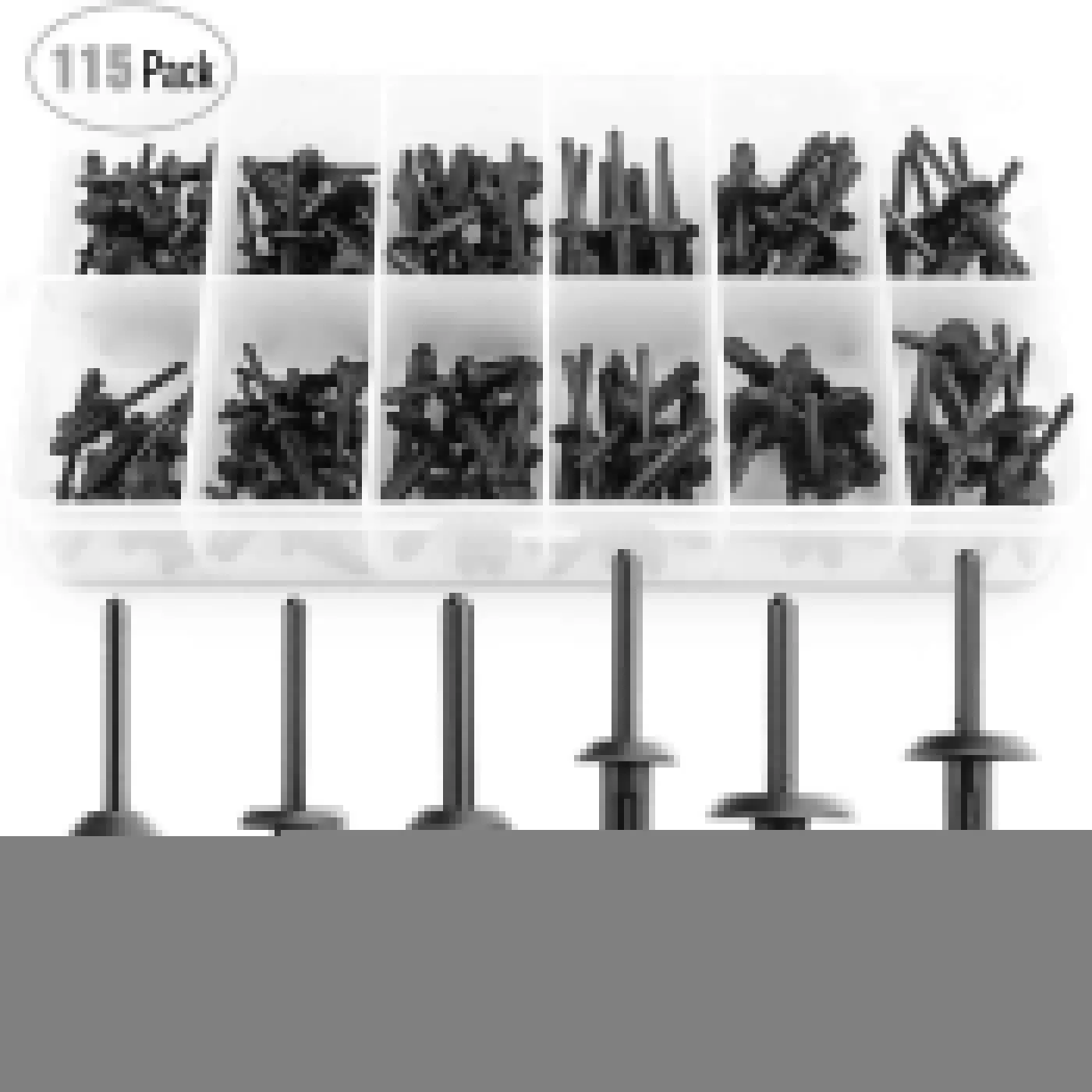 Nilight 115-Pcs Multi-Size Car Push Retainer Clips Kit with 1/4in Blind Rivets, Interior Clips for 1/4in Hole Panel Fastening, Compatible with GM/Ford, Replaces 175-853-57701c,6506007-aa,N804343s Automotive Fasteners