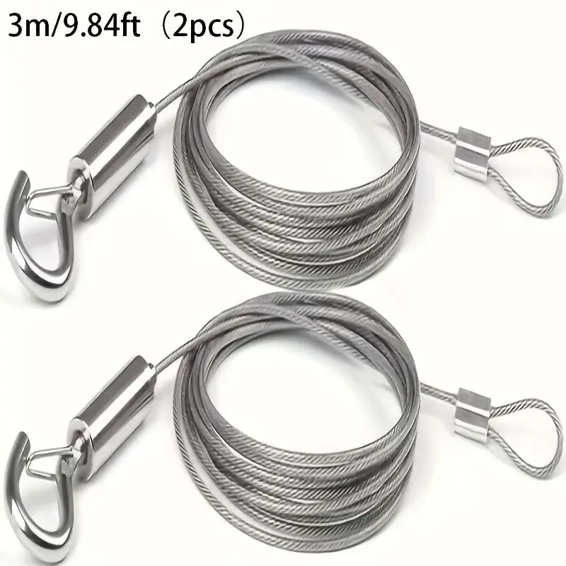 Adjustable Stainless Steel Rope Straps with Metal Buckles, Durable and Versatile, Ideal for Various Applications, Set of 2 Pieces