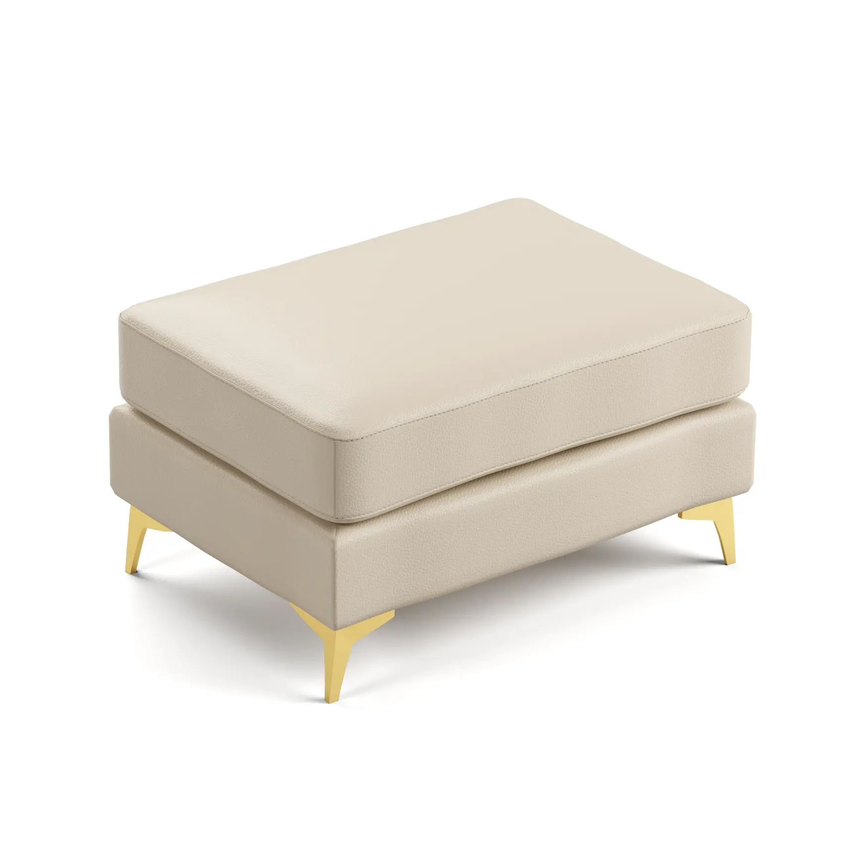 ARCH Modular Chesterfield Rectangular Ottoman Footstool, Upholstered Tufted Design with Handmade Buttons, Thin Metal Legs, Beige White, 23.6x31.1x18.5 in, for Living Room & Home Office