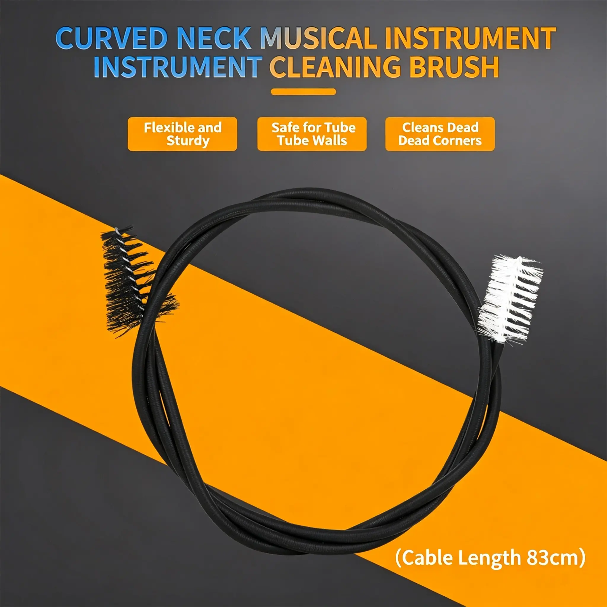 Irin B106 Saxophone Cleaning Brush, 83cm Dual-Head Nylon Brush, Instrument Maintenance Tool, Ideal for Daily Practice, Stage Performance, Home Repair