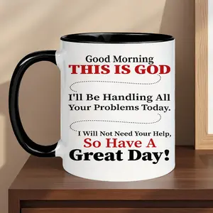 [Funny Christian Gifts]1pcs Good Morning This Is God Coffee Mug 11oz Ceramic Cup - Funny God Quote Design| Dishwasher Safe|Perfect for Hot/Cold Drinks|Great Gift for Christians, Family, Friends, Coworkers for Birthday, Christmas, Easter