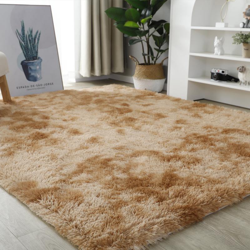 Washable Long Plush Tie-Dye Gradient Home Rug for Living Room, Bedroom, Sofa Side, Bedside and Bay Window