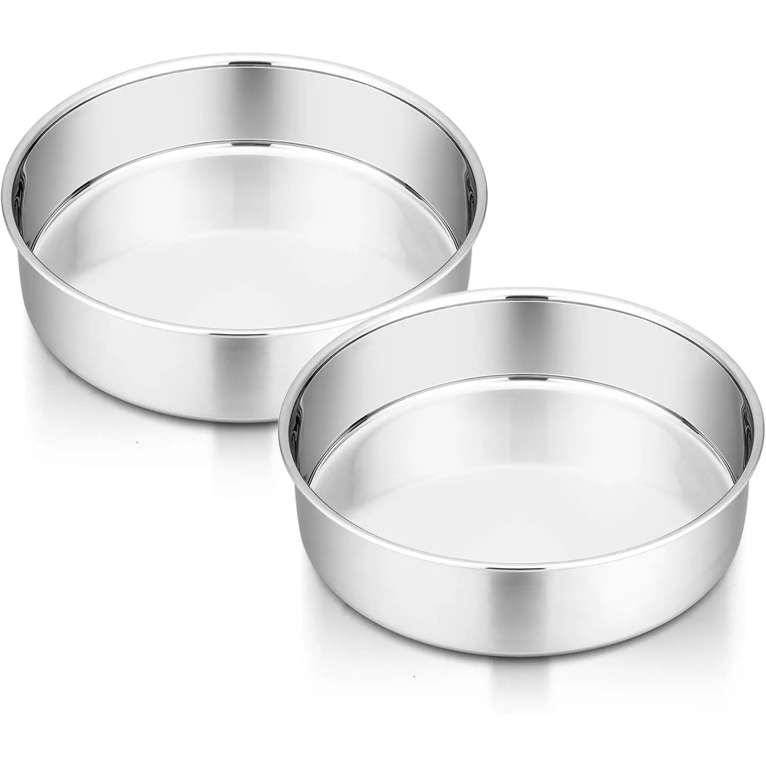 6 Inch Cake Pan Set of 2, Stainless Steel Round Baking Layer Cake Pans, Non Toxic & Healthy, Leak-proof & Easy Clean, Mirror Finish & Easy Releasing, Oven & Dishwasher Safe