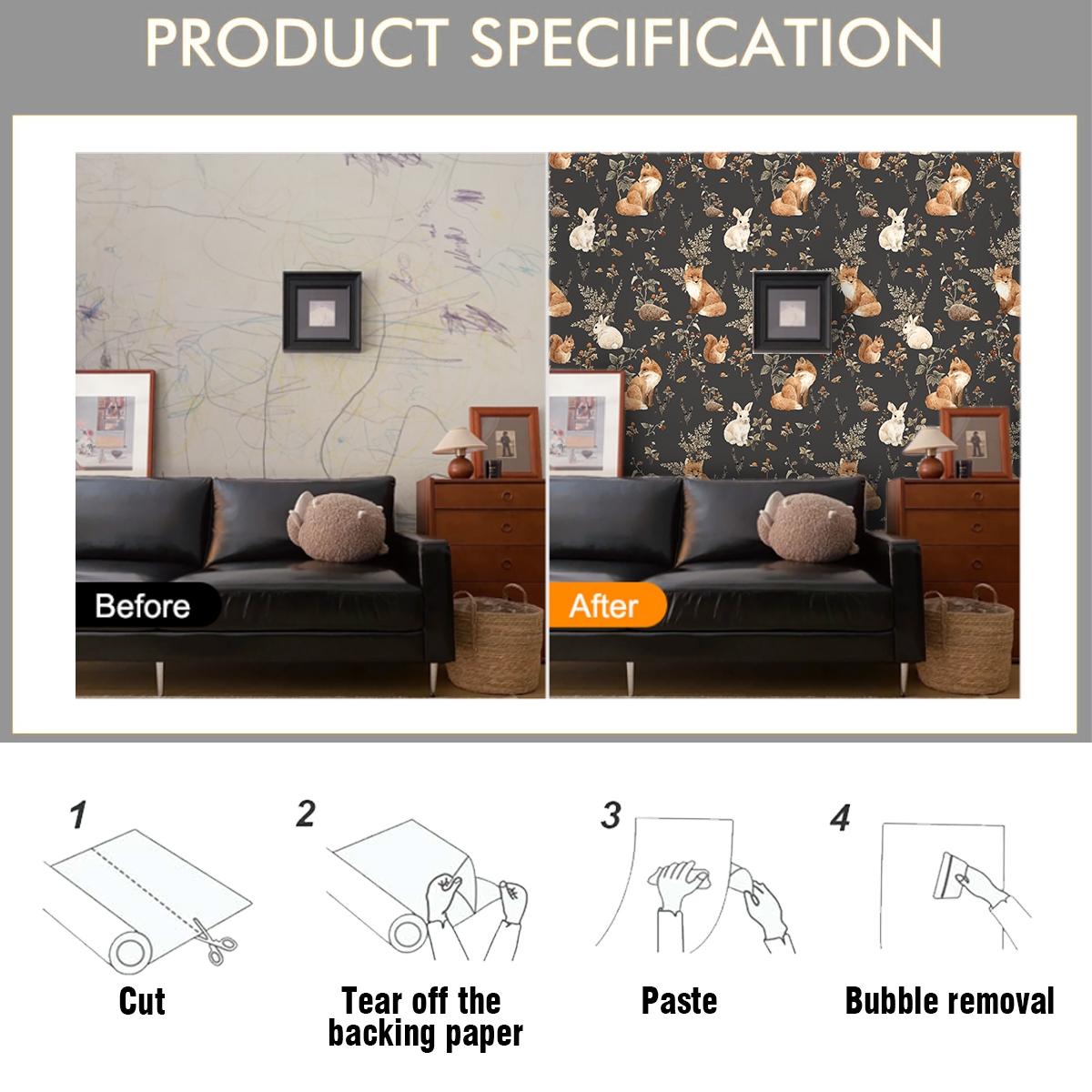 Deep Forest Pattern Wallpaper, Self-Adhesive Animal Wall Paper, Peel And Stick Wallpaper Designs, Waterproof Wear-Resistant, Bedroom Decor, Vintage Space, Furniture Refurbishment #GLOBAL PICKS