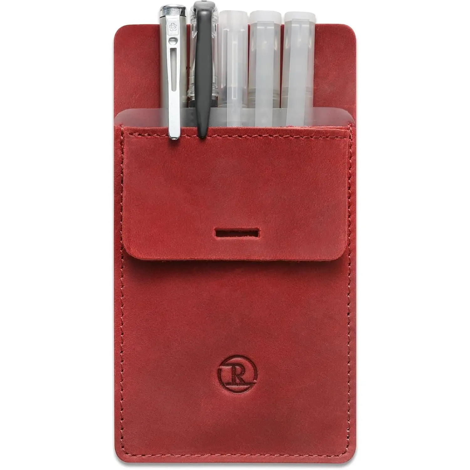 Pocket Protector for Men, Full Grain Leather Pen Protect Holder for Heavy Duty Shirts, Lab Coats, Holds Pens, Pointers, Cards, Hold 9 Pens, Pocket Protectors for Pens and Pencils
