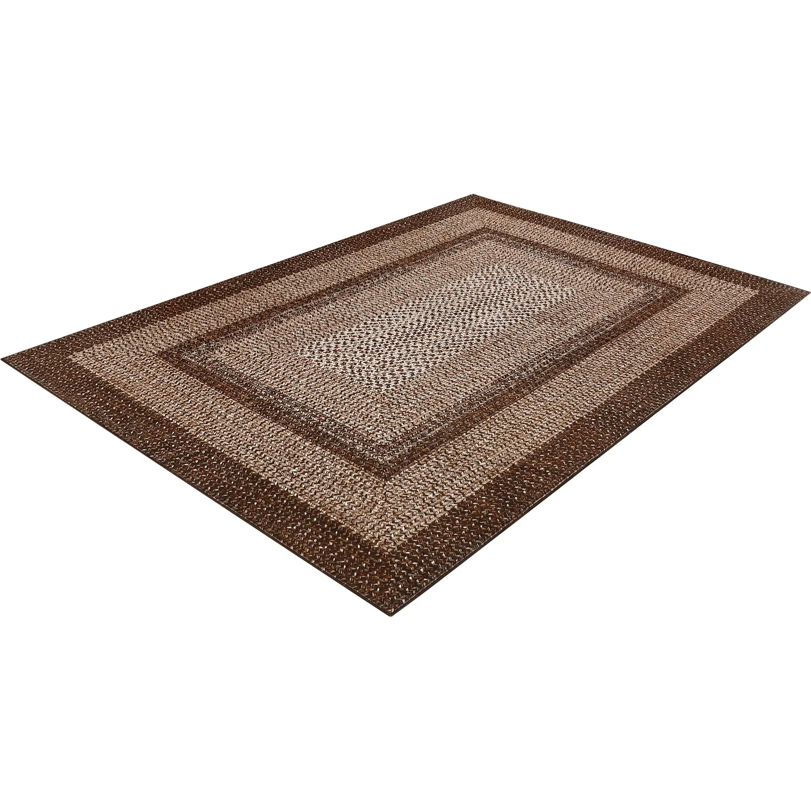 8x10 Washable Area Rug, Gabbeh Style Woven Print Pearl Velvet Carpet with TPR Non Slip Backing, Foldable Rug for Living Room Bedroom Dining Room, Brown