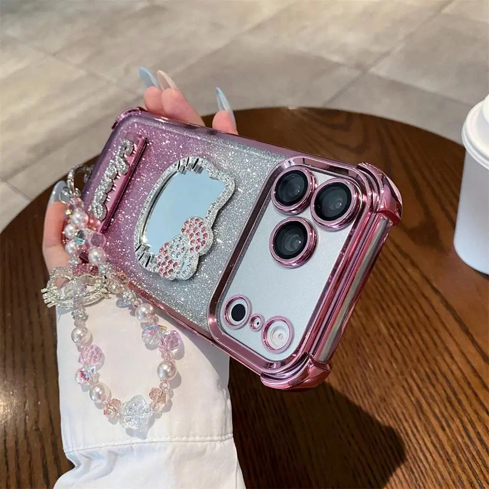 Trendy Bracelet Cat Mirror Phone Case For iPhone 17 16 15 14 13 12 11 Pro Max Plus, Corner Drop-Proof Protective Case