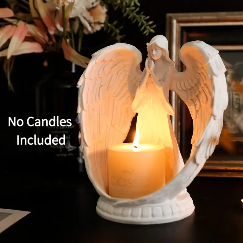 🕊️ Wrapped in Angel Wings. Nordic Guardian Angel Figurine | Tealight Candle Holder Centerpiece | Spiritual Protection Decor