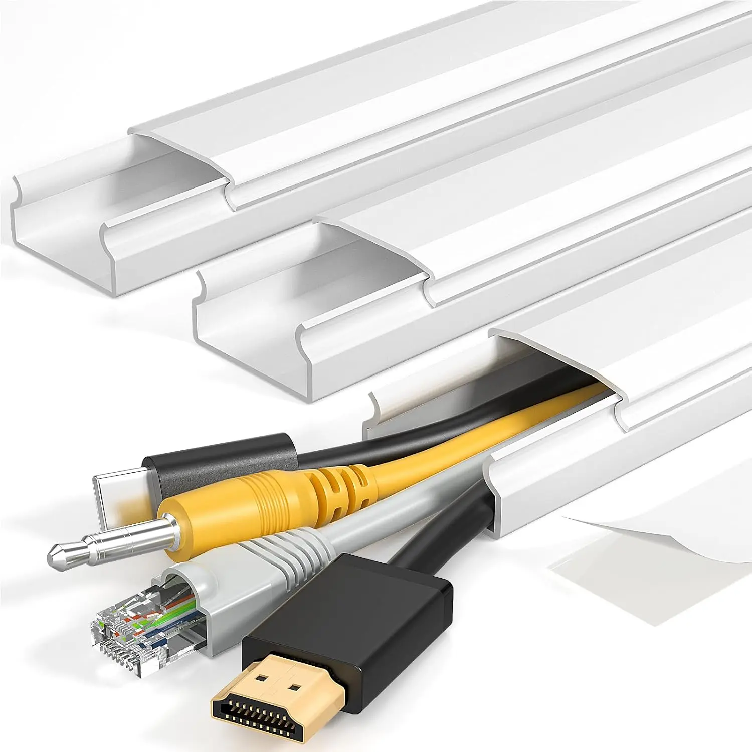 TV Cord Hider, 42in Cord Cover Wall Mounted, W1.18in H0.6in, White | Large  Hider, Wire Covers for 4 Cords,  Raceway Wire Hiders for TV  Wall,  Cover Cord Concealer